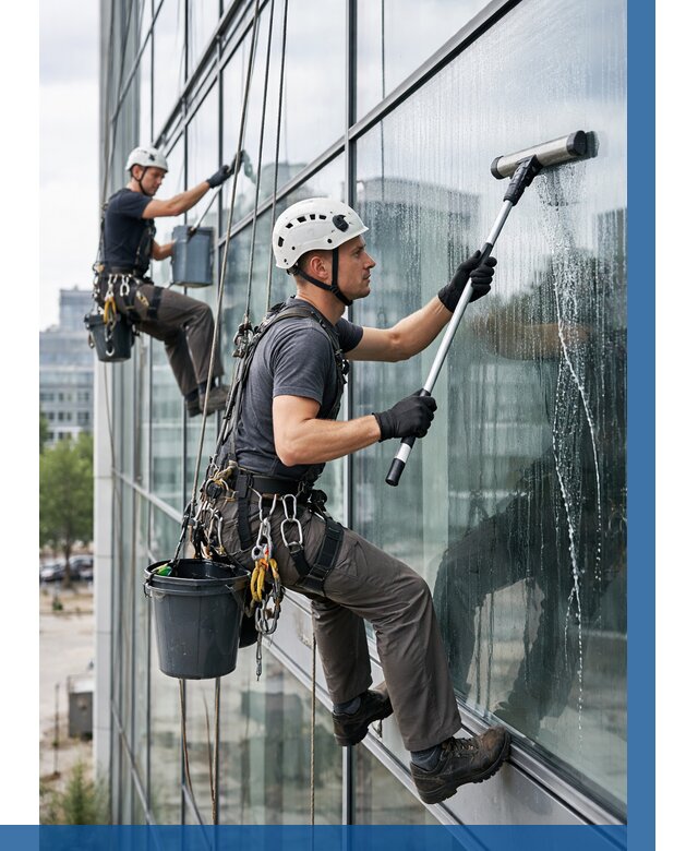 Мойка витражей альпинистами в Тольятти от 724 р. под ключ|ВЫСОТНИК-Тля