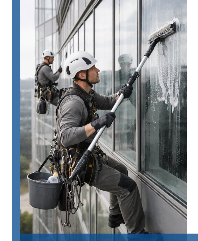 Высотная мойка сплошного остекления с выездом в Тольятти