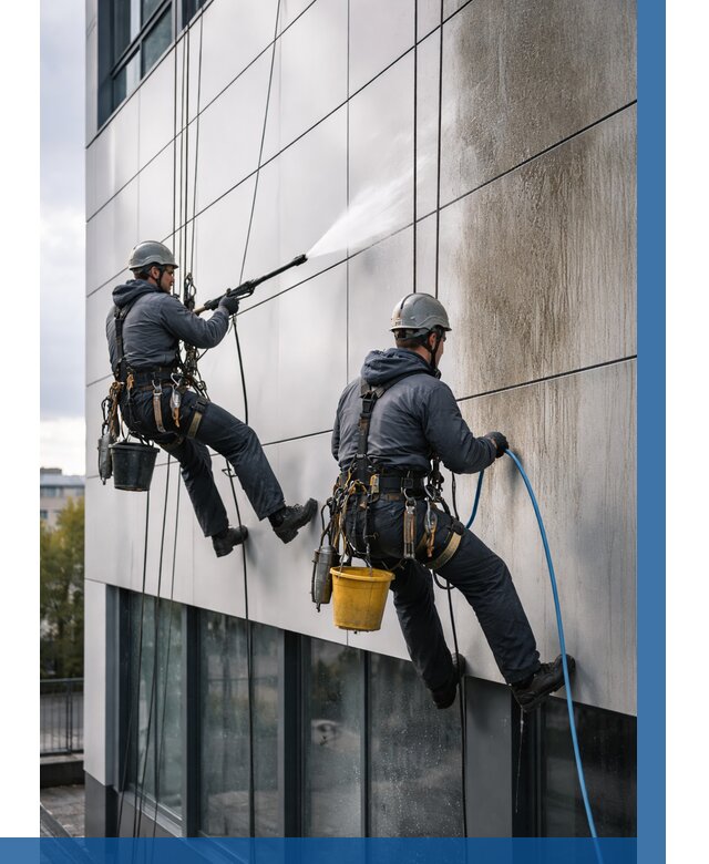 Мойка фасада из композита в Тольятти по цене от 310 р. | ВЫСОТНИК-Тля