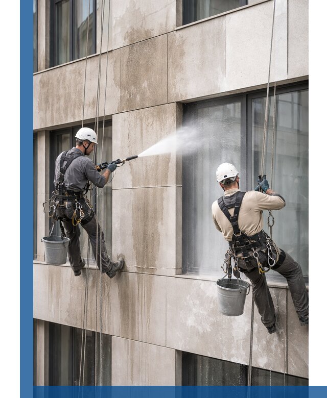 Послестроительная мойка фасада промышленным альпинизмом в Тольятти