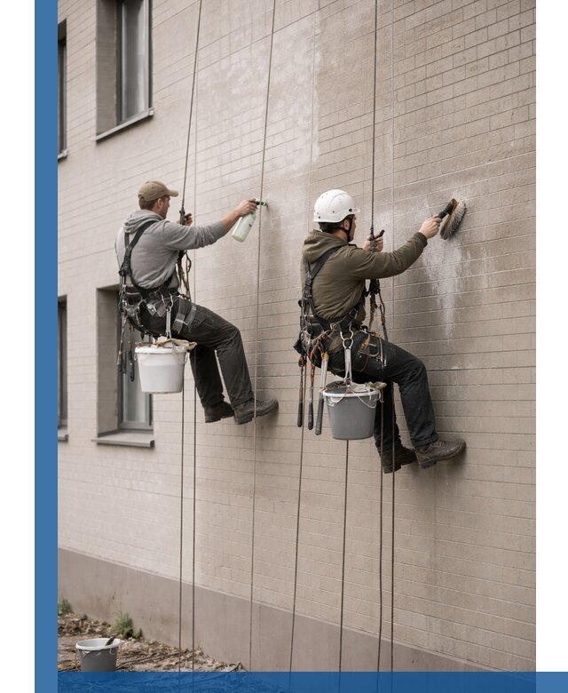 Удаление высолов с фасада зданий в Тольятти без повреждений и следов