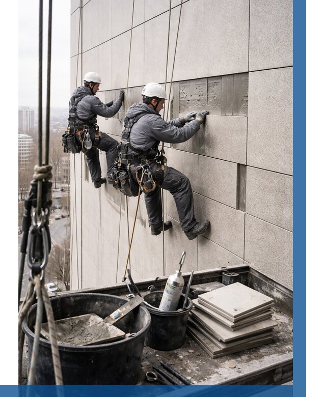 Ремонт фасада из керамогранита в Тольятти от 2586 р. | ВЫСОТНИК-Тля