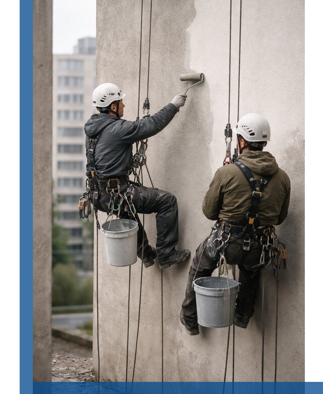 Покраска фасадов высотными альпинистами в Тольятти с гарантией