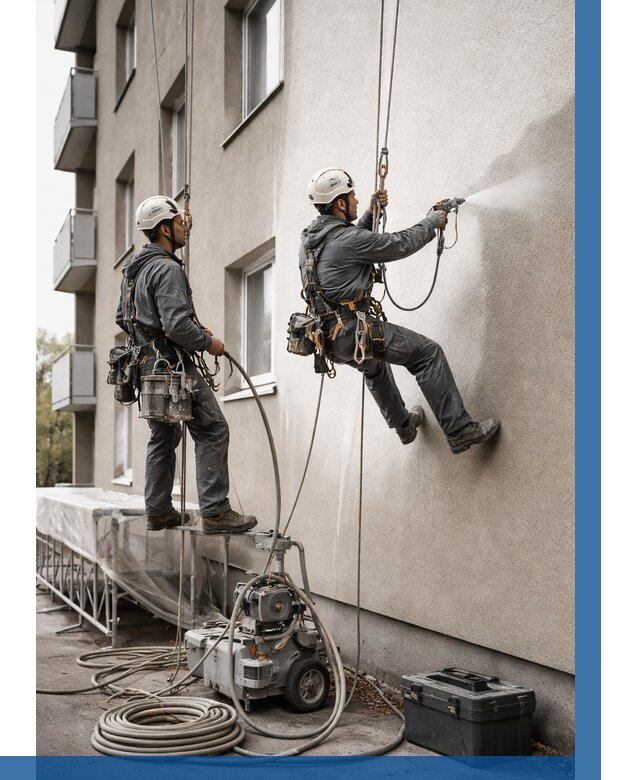 Безвоздушная покраска фасада в Тольятти от 228 р/м² | ВЫСОТНИК-Тля