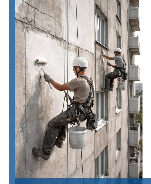 Покраска бетонного фасада в Тольятти для жилых и промышленных объектов