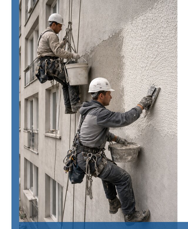 Нанесение декоративной штукатурки короед на фасад в Тольятти