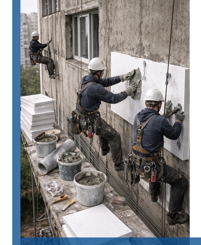 Утепление фасада пенополистиролом в Тольятти под ключ