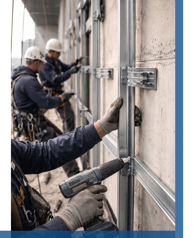 Монтаж подсистемы вентфасада в Тольятти от 879 р. | ВЫСОТНИК-Тля