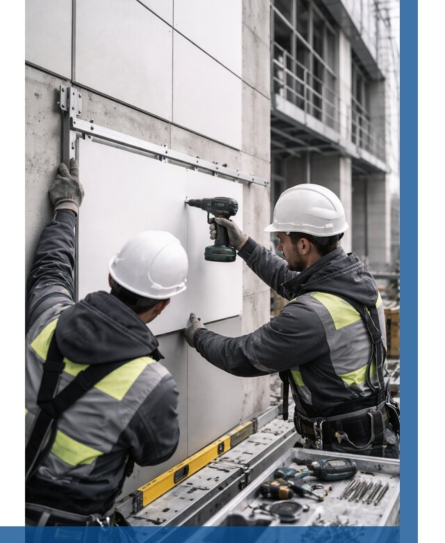 Монтаж композитных панелей фасада в Тольятти от 2586 р. | ВЫСОТНИК-Тля