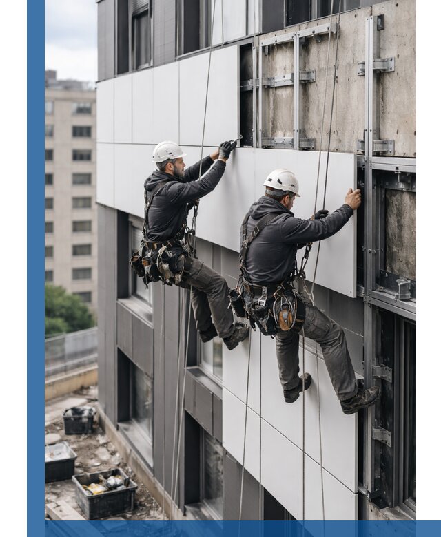 Монтаж композитных панелей фасада в Тольятти под ключ