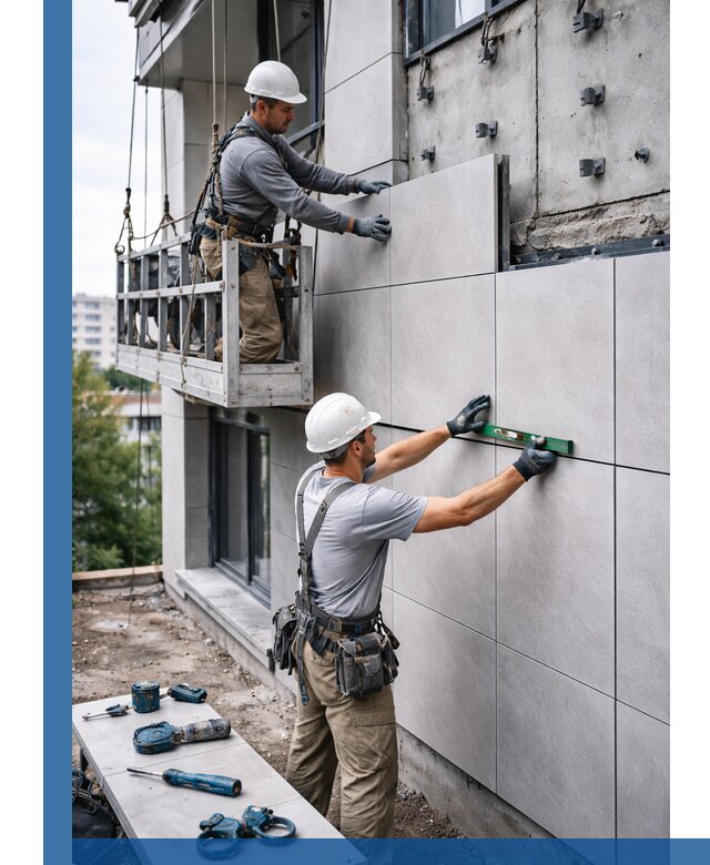 Монтаж керамогранита на фасад в Тольятти под ключ с гарантией качества