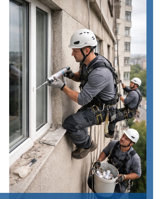 Герметизация оконных швов снаружи в Тольятти от 1551 р. | ВЫСОТНИК-Тля
