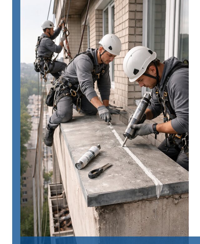 Герметизация балконного козырька в Тольятти профессионально