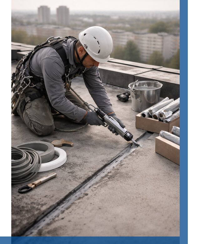 Герметизация швов кровли в Тольятти от 465 р./м2 | ВЫСОТНИК-Тля