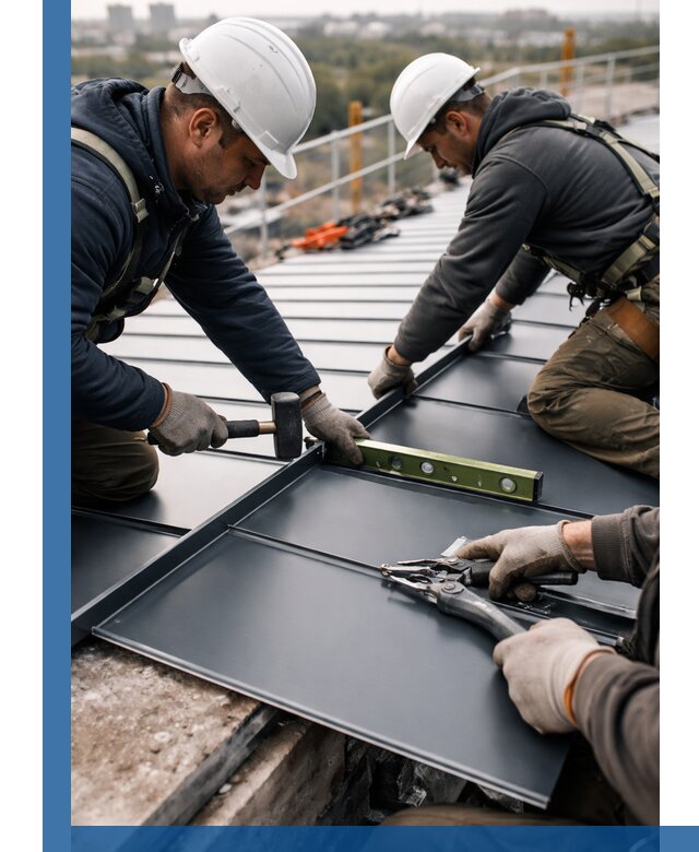 Монтаж фальцевой кровли в Тольятти для промышленных зданий