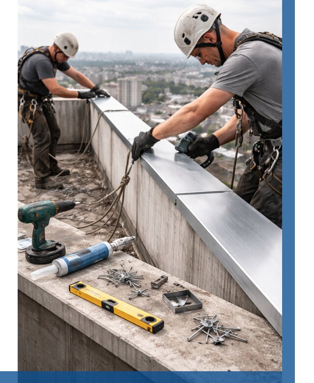 Монтаж парапетных крышек в Тольятти от 827 р. | ВЫСОТНИК-Тля