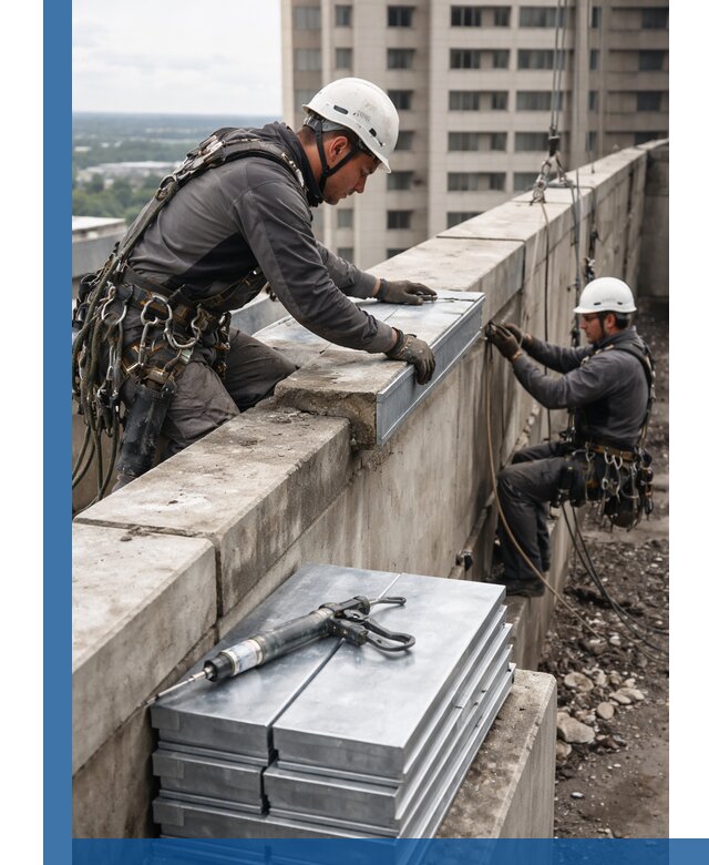 Замена парапетных крышек и установка новых в Тольятти
