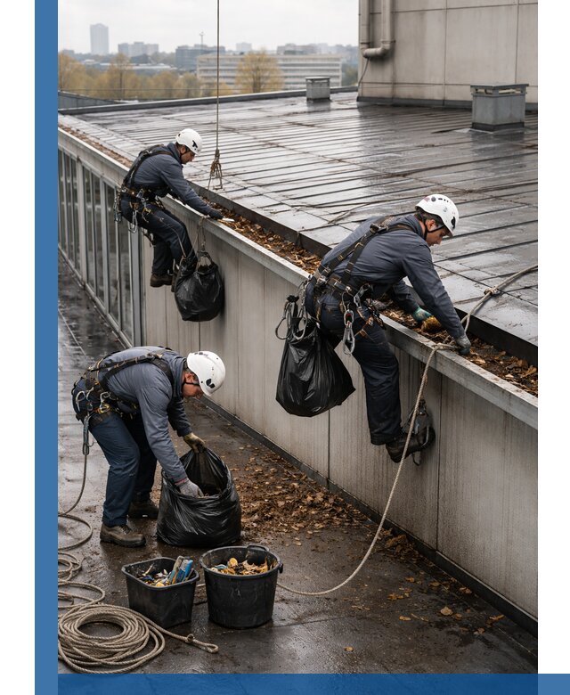 Очистка кровли по периметру в Тольятти силами промышленных альпинистов