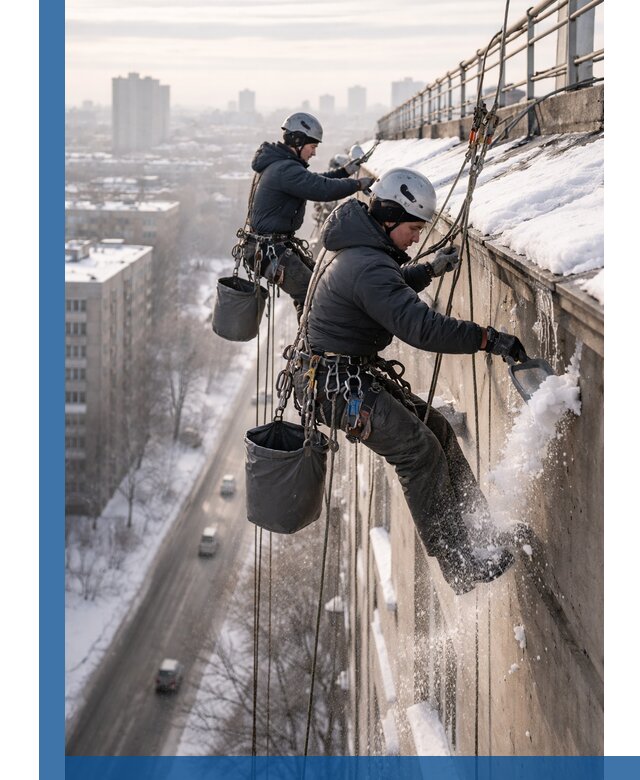 Очистка карнизов от снега в Тольятти профессионально и безопасно