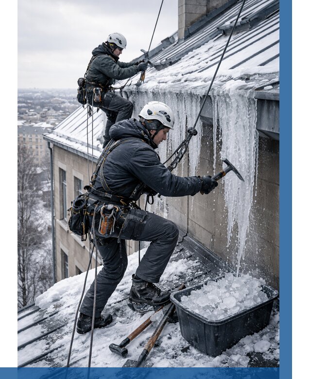 Удаление наледи с кровли в Тольятти от 5688 р. | ВЫСОТНИК-Тля