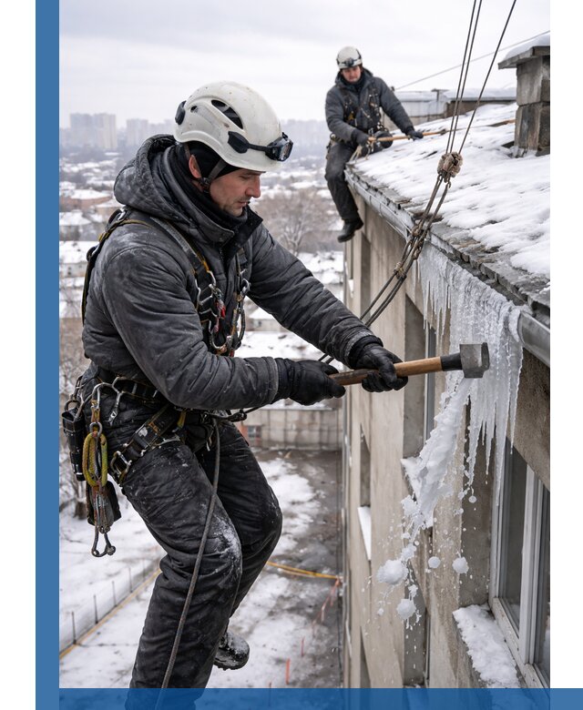 Сбивание и удаление сосулек с крыши в Тольятти безопасно