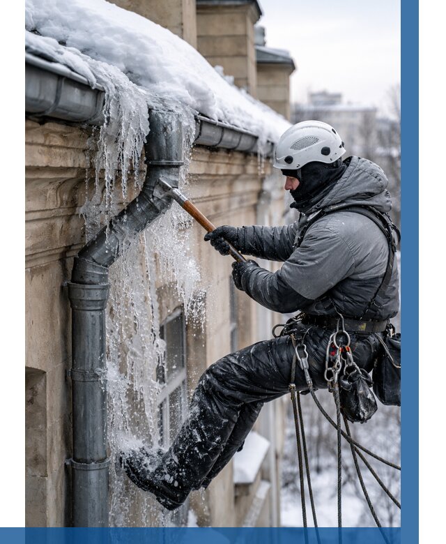 Очистка водостоков от льда в Тольятти от 3620 р. | ВЫСОТНИК-Тля