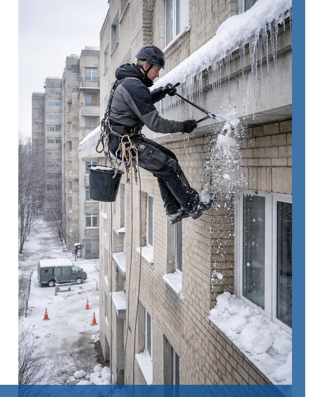 Удаление наледи с карнизов в Тольятти от 362 р. | ВЫСОТНИК-Тля