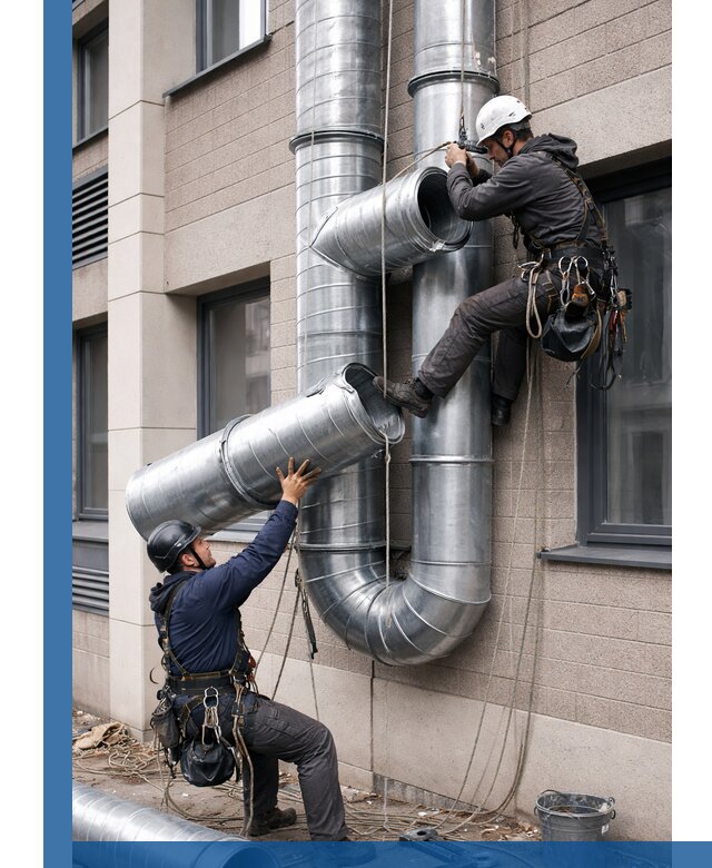 Монтаж фасадных воздуховодов в Тольятти с герметизацией и крепежом