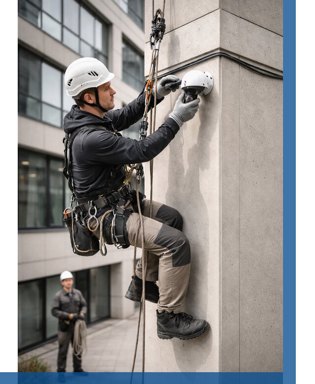 Монтаж камер видеонаблюдения на фасаде в Тольятти от 8791 р.-ВЫСОТНИК-Тля