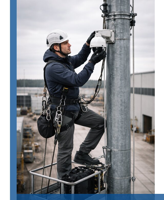 Профессиональная установка видеокамер на мачте в Тольятти