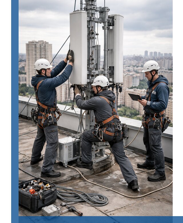 Монтаж антенн связи на крыше в Тольятти с вводом в эксплуатацию