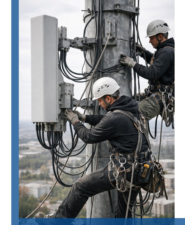 Монтаж оборудования связи на мачте в Тольятти с пусконаладкой