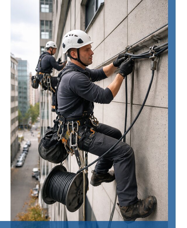 Прокладка кабеля по фасаду в Тольятти от 362 р. | ВЫСОТНИК-Тля