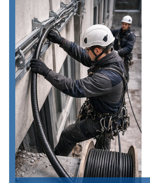 Протяжка кабеля питания на высоте в Тольятти с гарантией безопасности и качества