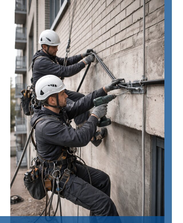 Крепление кабеля на фасаде в Тольятти от 362 р. | ВЫСОТНИК-Тля