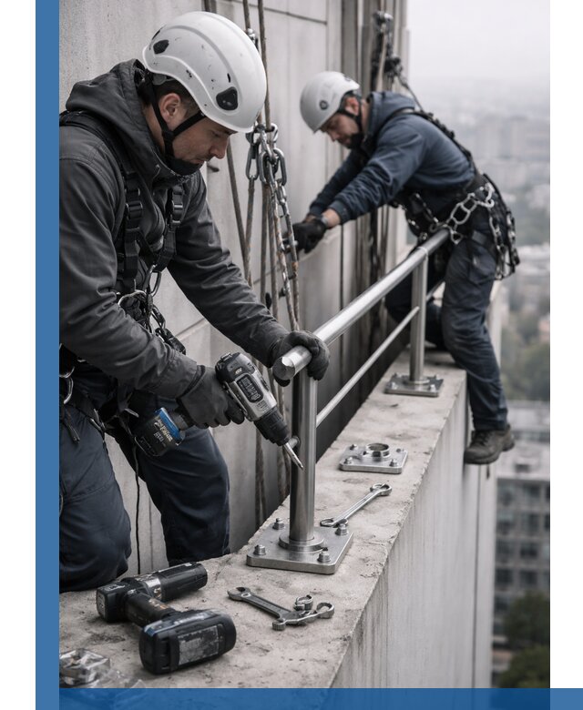 Монтаж перил на высоте в Тольятти для жилых и промобъектов