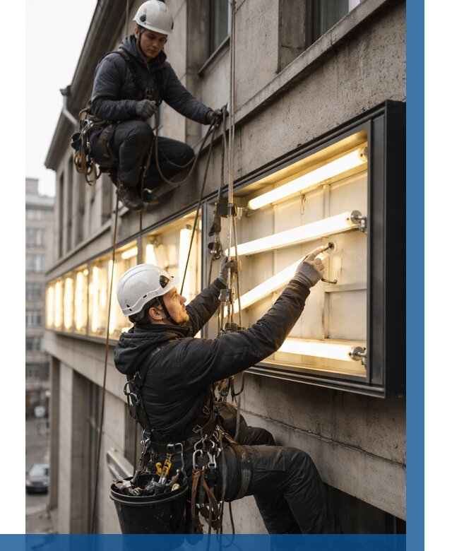Замена ламп в вывеске в Тольятти под ключ от 3620 р. | ВЫСОТНИК-Тля