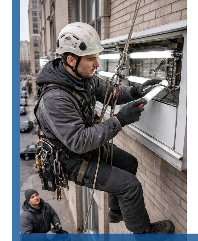 Профессиональная замена ламп в наружной вывеске в Тольятти