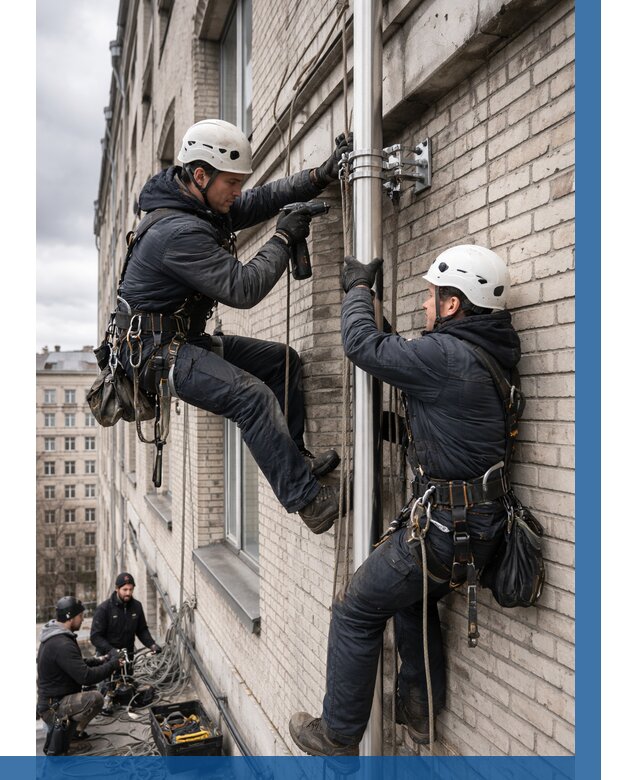 Монтаж флагштока на здании в Тольятти от 6722 р. | ВЫСОТНИК-Тля