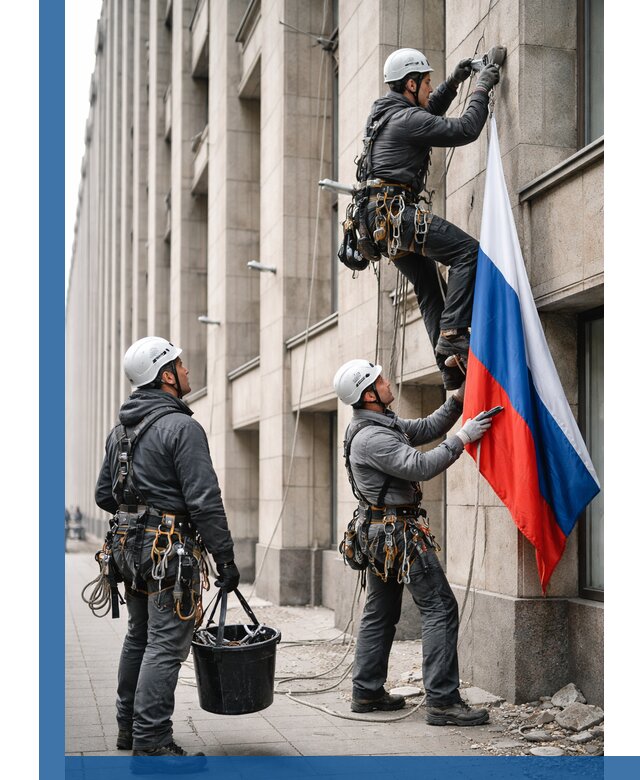 Профессиональная установка флагов на фасаде в Тольятти