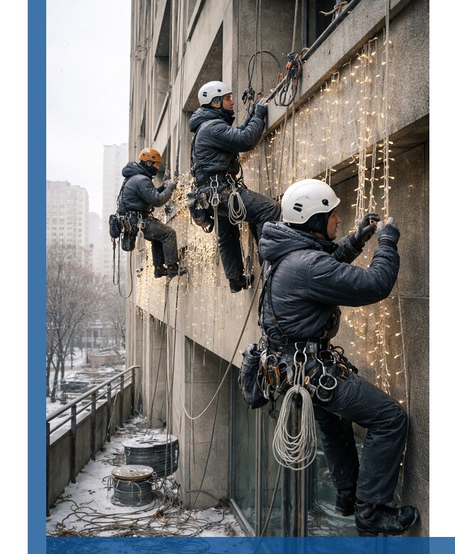 Монтаж новогодней иллюминации и украшение фасадов в Тольятти