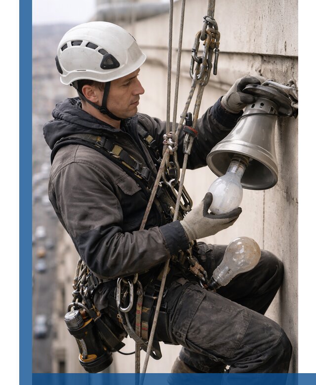 Замена ламп на высоте в Тольятти профессионально и быстро