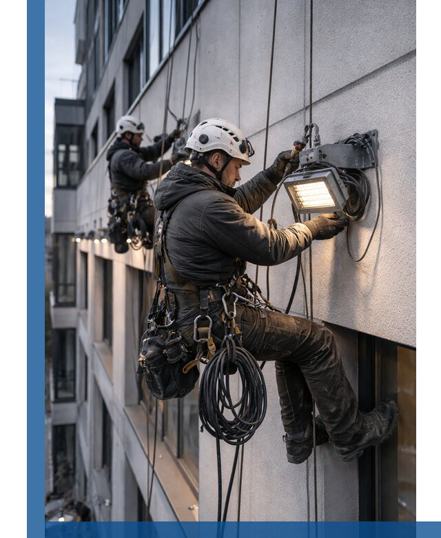 Монтаж фасадного освещения в Тольятти установка и подключение