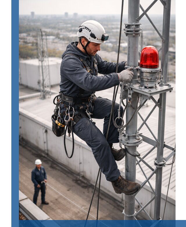 Монтаж заградительных огней и обслуживание объектов в Тольятти