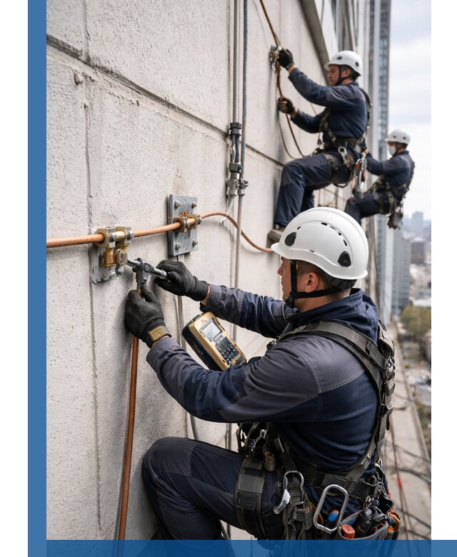 Монтаж системы заземления здания и молниезащиты в Тольятти