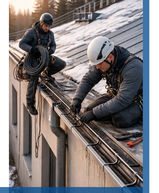 Монтаж греющего кабеля на кровле в Тольятти от 465 р. | ВЫСОТНИК-Тля