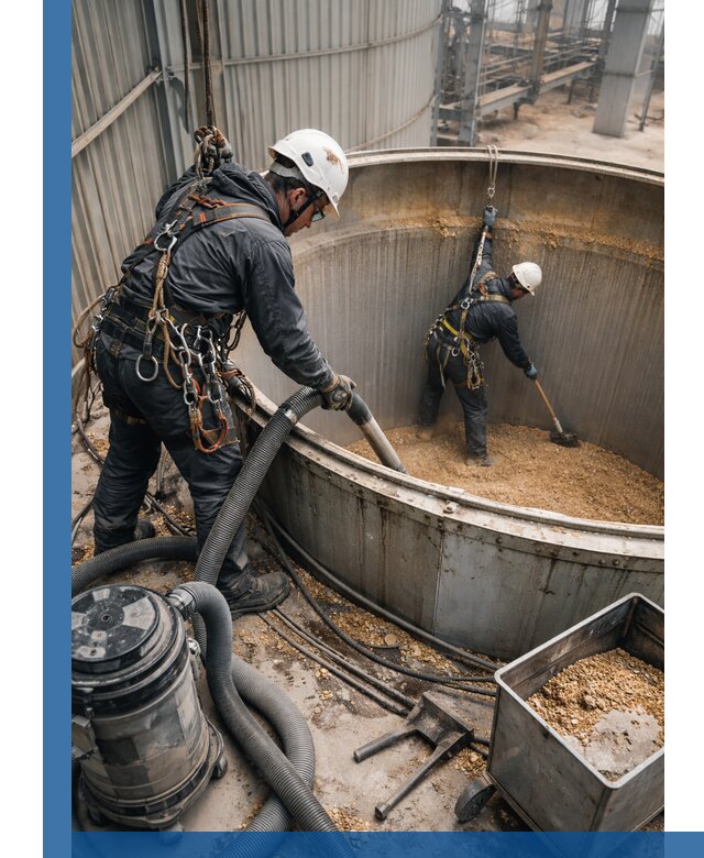 Профессиональная чистка зерновых бункеров в Тольятти с выездом