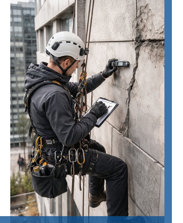 Обследование фасада альпинистами в Тольятти от 124 р. | ВЫСОТНИК-Тля