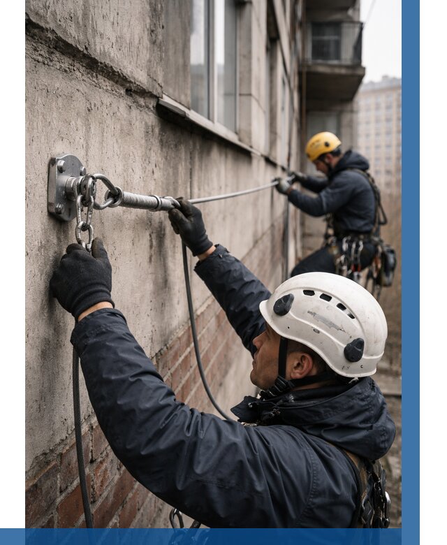 Монтаж анкерных линий в Тольятти от 3103 р. | ВЫСОТНИК-Тля