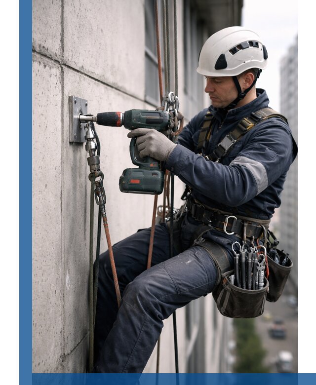 Установка анкерных точек для высотных работ в Тольятти